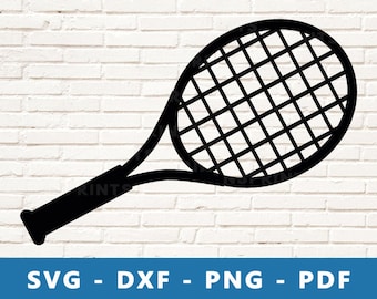 Tennis Racket SVG, Racket PNG, Racket Dxf, Racket Clipart, Tennis Racket Cut File, Tennis Stencil, Cricut Silhouette Cut File, Print At Home