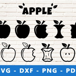 Apple SVG, Apple PNG, Apple Symbols Vector, Bitten Apple, Apple Cricut, Apple Silhouette, Apple Cut File, Apple Set, Apple Cricut Cut File