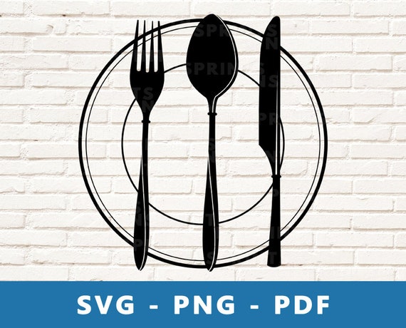 plate fork and knives clipart