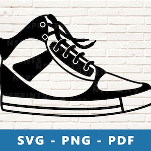 Sneaker SVG, Sneaker PNG, Skater Schuhe SVG, Sneaker Clipart, Sneaker Schnittdatei, Sneaker Schuh Cricut Silhouette Schnittdatei, Print At Home
