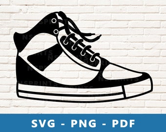 Sneaker SVG, Sneakers PNG, Skater Shoes Svg, Sneakers Clipart, Sneaker Cut File, Sneaker Shoe Cricut Silhouette  Cut File, Print At Home