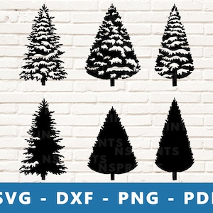 Arbres d'hiver SVG, pins PNG, vecteur d'arbre de neige, Clipart d'arbres de Noël, Cricut d'arbre, Silhouette d'arbre, fichier de coupe d'arbre de Nature