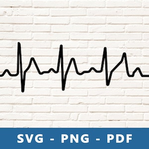 Ekg SVG, hartslag SVG, levenslijn SVG, Cricut silhouet snijden bestand, hartslag stencil, Cricut gesneden bestand, thuis afdrukken