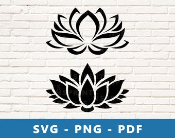 Lotus SVG, Lotus PNG, Flor de Loto Svg, Flor de Loto Png, Archivo de Corte de Loto, Plantilla de Loto, Archivo de Silueta Cricut de Flor, Imprimir en Casa