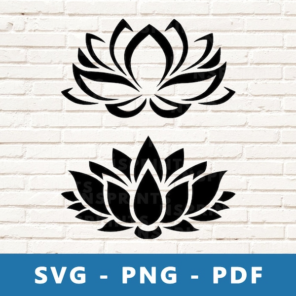 Lotus SVG, Lotus PNG, Lotus Flower Svg, Lotus Flower Png, Lotus Cut File, Lotus Stencil, Flower Cricut Silhouette File, Print At Home