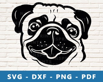 Tête de Carlin SVG, Svg de Carlin, Carlin PNG, vecteur de Carlin, Clipart Carlin, fichier de coupe Carlin, Carlin au pochoir, fichier de coupe Carlin pour Cricut et Silhouette, Carlin mignon Svg