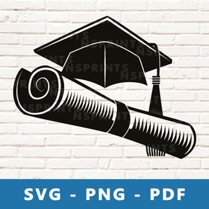 Diploma and Cap SVG, Diploma and Cap PNG, Graduation Svg, Graduation Png, Graduation Diploma Clipart,  Cricut  File, Print At Home