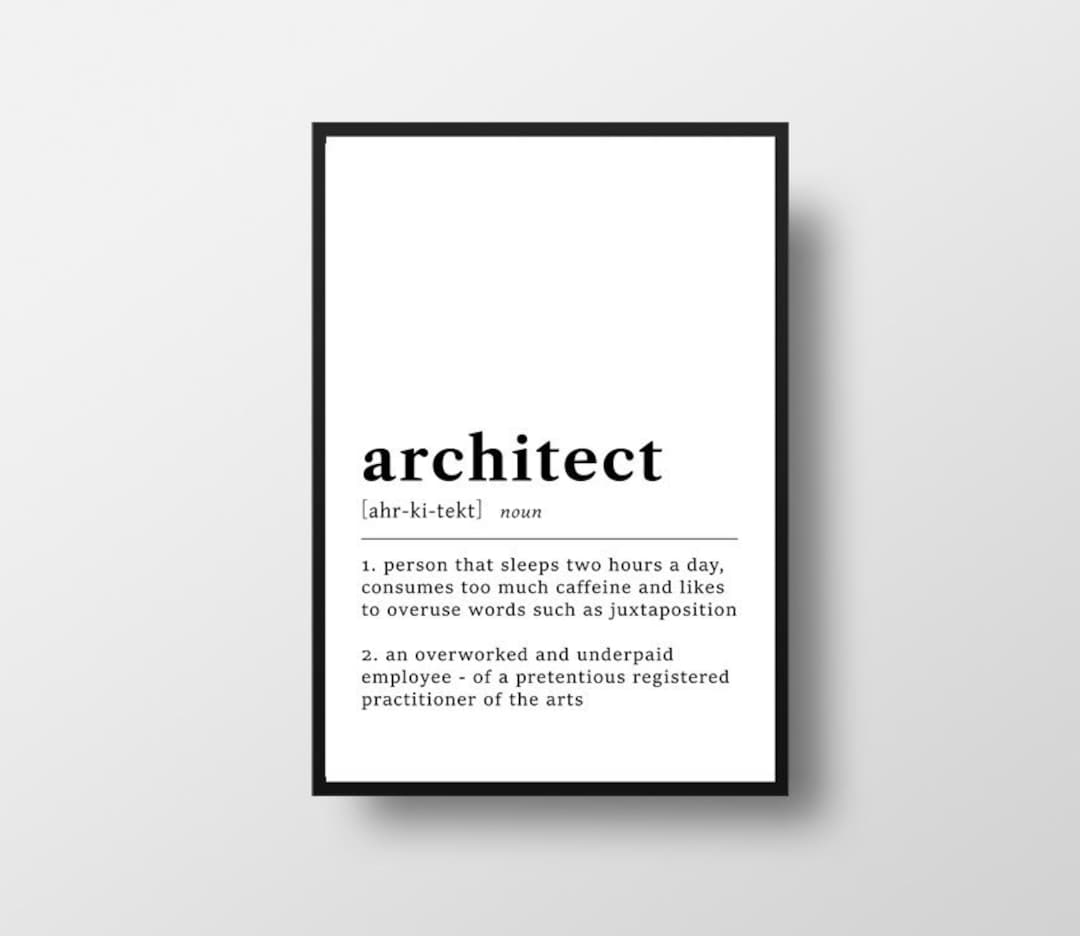 Architect Funny Dictionary Definition Printable, Architect Funny Gift
