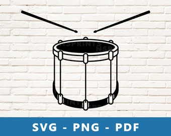 Drum SVG, Drum PNG, Drum Clipart, Drum and Drum Sticks Cut File, Drum Stencil, Music Instrument Cricut Silhouette Cut File, Print At Home