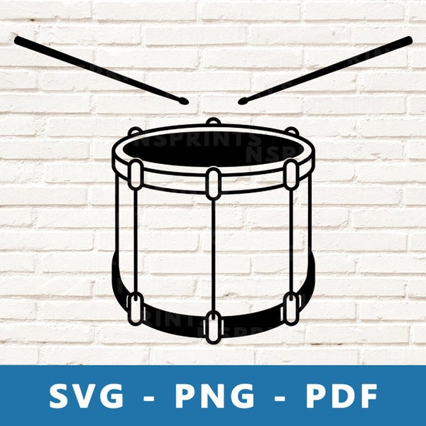 Drum SVG, Drum PNG, Drum Clipart, Drum and Drum Sticks Cut File, Drum Stencil, Music Instrument Cricut Silhouette Cut File, Print At Home