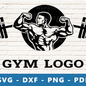 Gym Logo SVG, Gym Svg, Bodybuilder Logo PNG, Muscle Man Vector, Gym Clipart, Gym Icon, Gym Cut File for Cricut & Silhouette