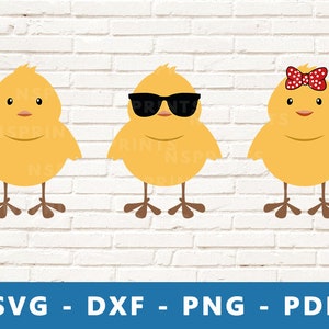 Chick SVG, Chick PNG, Easter Chick Vector, Chick with Sunglasses Dxf, Girl Chick Svg, Baby Chicken Svg, Chick Cut File for Cricut Silhouette