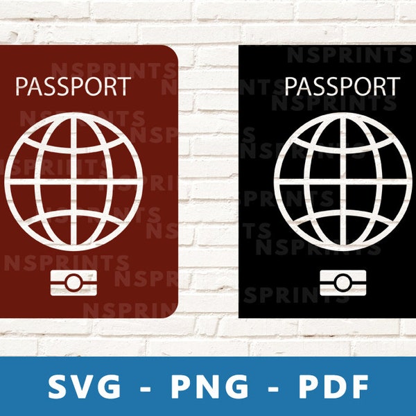 Passport SVG, Passport PNG, Passport Clipart, Passport Cut File, Travel Png, Travel Svg, Passport Vector Cricut Silhouette / , Print At Home