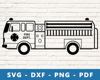Fire Truck SVG, Fire Engine PNG, Fire Department Clipart, Fireman Vehicle Vector, Fire Truck Vinyl, Rescue Truck Cricut Silhouette Cut File