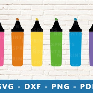 Highlighter Svg, Highlighter Pen Svg, Marker Svg, Colorful Markers Png, Marker Pen Clipart, Highlighter Cut File, Cricut Silhouette File