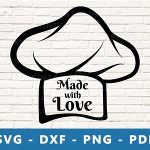 Kochmütze SVG, mit Liebe gemacht PNG, Kochmütze Clipart, Frauen Kochmütze Vektor, Kochmütze geschnitten Datei, Koch Logo Cricut Silhouette geschnitten Datei