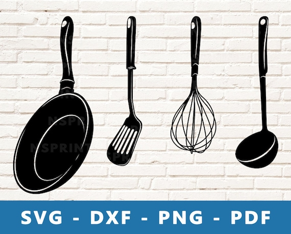 Kitchen Tools SVG Set, Frying Pan Svg, Cooking Utensils PNG, Chef