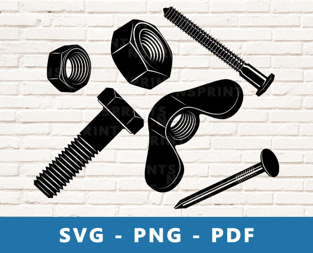 Bolts and Nuts SVG, Bolts and Nuts PNG, Nail Clipart, Hex Cap Screw Cut