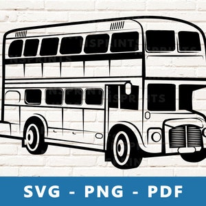 Dubbeldekker Bus SVG, dubbeldekker Bus PNG, Londen Bus Clipart, Londen Bus gesneden bestand, Cricut silhouet snijden bestand, afdrukken thuis