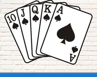 Poker Cards SVG, Poker PNG, Poker Game Vector, Game Cards Dxf, Royal Flush Svg, Poker Svg, Playing Cards Cut File for Cricut Silhouette