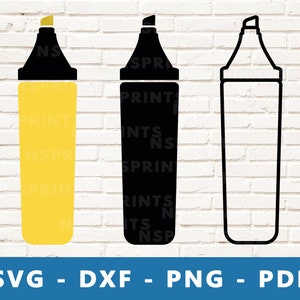 Highlighter Pens Svg, Highlighter Clipart, Marker Svg, Black Marker Png, Marker Pen Clipart, Highlighter Cut File, Cricut Silhouette File