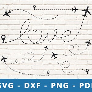 Airplane SVG, Plane Route Svg, Airplane Routes, Travel Route PNG, Dashed Line Clipart, Vacation Svg, Travel Love Svg, Cricut Silhouette File