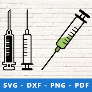 Syringe SVG, Syringe PNG, Injection Svg, Syringe Vector, Syringe Dxf, Medical Clipart, Syringe Image, Syringe Cut File for Cricut Silhouette