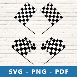 Race Flags SVG, Race Flag PNG, Checkered Flag Clipart, Race Flag Cut File, Waving Flag Stencil, Cricut Silhouette  File, Print At Home