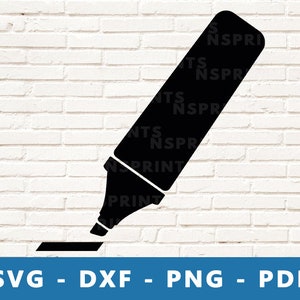 Highlighter Pen Svg, Highlighter Clipart, Marker Svg, Black Marker Png, Marker Pen Clipart, Highlighter Cut File, Cricut Silhouette File