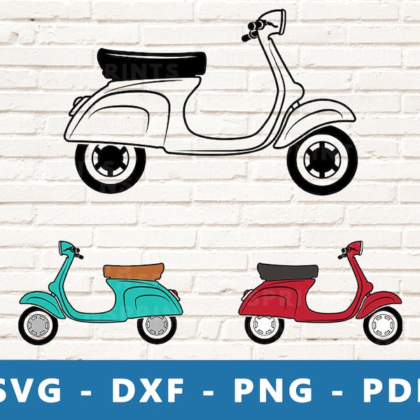 Vintage Scooter SVG, Retro Motorcycle PNG, Old Scooter Clipart, Motorbike Vector, Motorcycle Cricut, Scooter Cut File, Cute Scooter Cricut