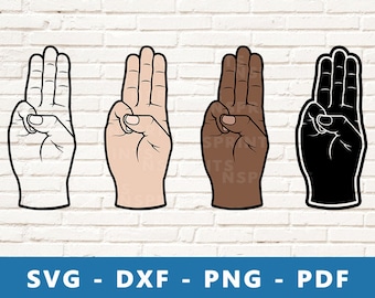 Scout Sign SVG, Boy Scout Hand Gesture PNG, Three Fingers Scout Symbol Clipart, Scout Cut File, Scout Cut File for Cricut and Silhouette