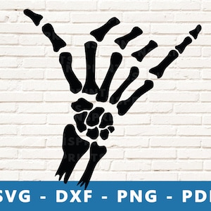 Skeleton Shaka Sign SVG, Hang Loose Sign PNG, Skeleton Hand SVG, Hand Skeleton Vector, Surfer Sign Clipart, Cricut Silhouette Cut File