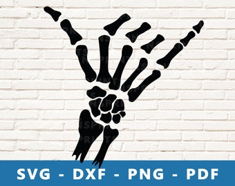 Skeleton Shaka Sign SVG, Hang Loose Sign PNG, Skeleton Hand SVG, Hand Skeleton Vector, Surfer Sign Clipart, Cricut Silhouette Cut File