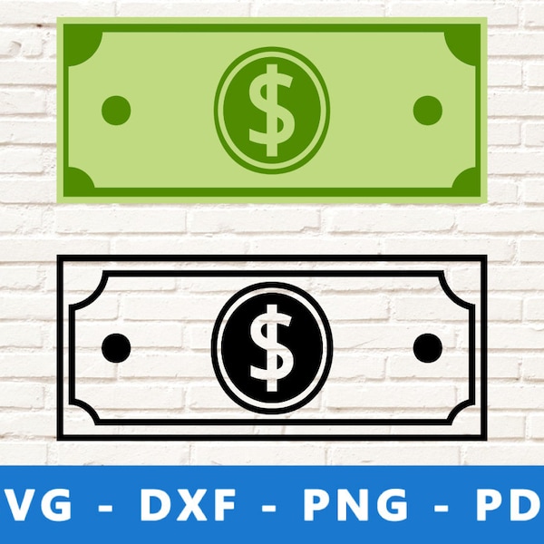 Dollar Bill SVG, Money Svg, Dollar Png, Banknote Clipart, Cash Cut File, Paper Money Vector, Dollar Cricut, Cricut SVG File, USD Sign Money