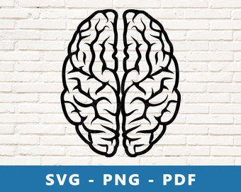Brain SVG, Brain PNG, Brain Clipart, Brain Cut File, Brain Stencil, Brain Cricut Silhouette Cut File, Print At Home
