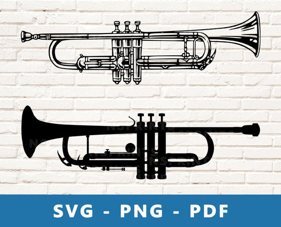 Paper Ephemera Trumpet SVG Silhouette Png Dxf & Eps Designs. Clipart ...
