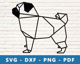 Origami Carlin SVG, PNG géométrique carlin, Dxf Carlin, vecteur de Carlin, clipart chien carlin, fichier de coupe Carlin, Carlin pochoir, carlin Art Cricut Silhouette coupe fichier