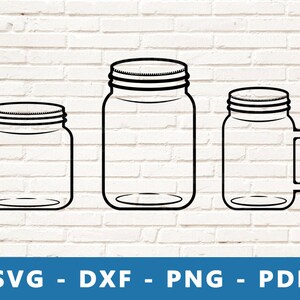 Mason Jar SVG, Mason Jar PNG, Mason Jars Vector, Mason Jar with Handle Clipart, Mason Jar Cricut Silhouette Cut File