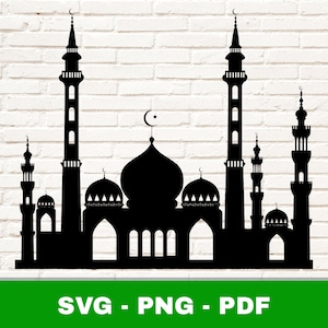 Mosque SVG, Mosque PNG, Mosque Clipart, Mosque Cut File, Islamic Png, Islamic Svg, Muslim Image, Cricut Silhouette Cut File, Print At Home