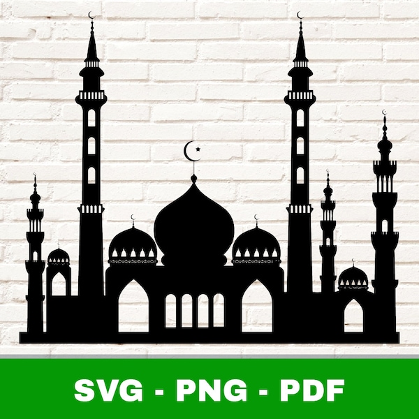 Mosquée SVG, PNG mosquée, Clipart mosquée, mosquée coupe fichier, Png islamique, Svg islamique, Image musulmane, fichier de coupe Cricut Silhouette, impression à la maison