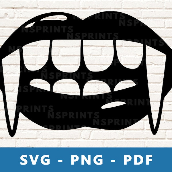 Vampire Fangs SVG, Vampire Teeth PNG, Vampire Mouth Clipart, Vampire Fangs Cut File, Vampire Teeth Cricut Silhouette Cut File, Print At Home