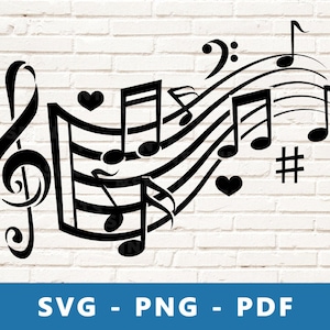 Muziek notities SVG, muziek notities PNG, muzieknoten clipart, muziek gesneden bestand, muziek stencil, muziek Cricut silhouet gesneden bestand, afdrukken thuis