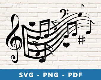 Music Notes SVG, Music Notes PNG, Musical Notes Clipart, Music Cut File, Music Stencil, Music Cricut Silhouette Cut File, Print At Home