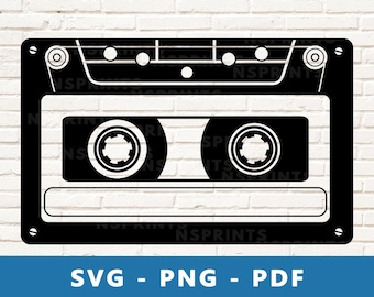 Cassette SVG, Cassette PNG, Cassette Tape Svg, Vintage Cassette Clipart, Retro Vector, Cassette Image for Cricut Silhouette, Print At Home