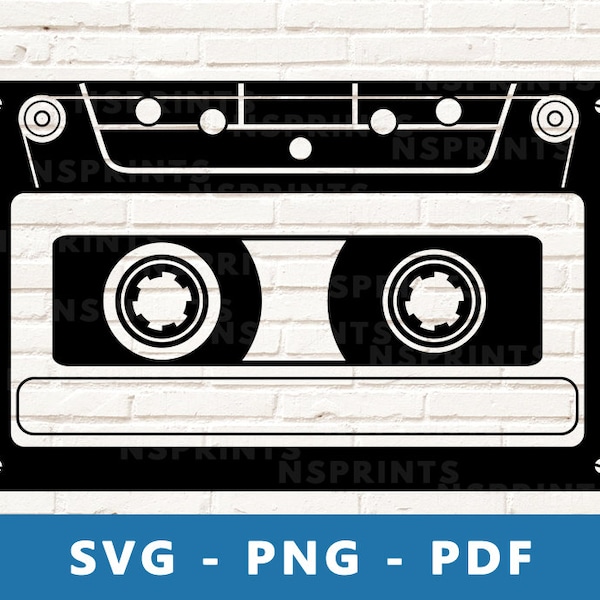 Cassette SVG, Cassette PNG, Cassette Tape Svg, Vintage Cassette Clipart, Retro Vector, Cassette Image for Cricut Silhouette, Print At Home