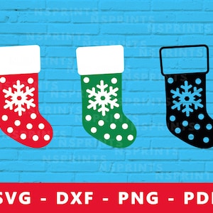 Christmas Stockings SVG, Christmas Sock PNG, Christmas Ornaments Vector, Stockings Dxf, Christmas Stockings Cut File for Cricut Silhouette