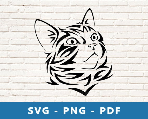 Cat SVG, Cat Face SVG, Cat Cut File, Cat PNG, Cat Stencil, Cat Cricut Silhouette -  Cut File, Print At Home