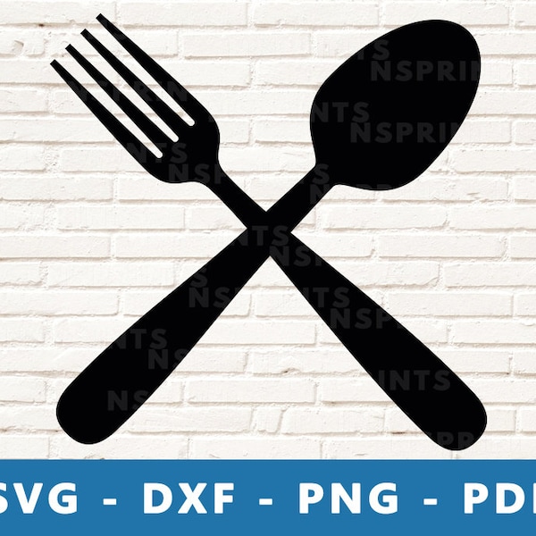 Fork and Spoon SVG, Cutlery Svg, Cook Logo Svg, Cooking Cut File, Eating Utensils Clipart, Fork Spoon Cricut Silhouette Cut File