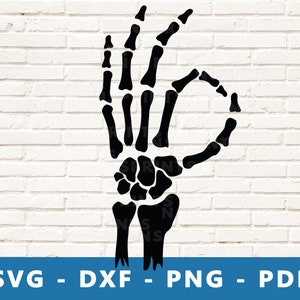 Esqueleto OK Sign Svg, Esqueleto OK Sign PNG, Skeleton Hand SVG, Hand Skeleton Vector, Ring Gesture Clipart, Cricut Silhouette Cut File