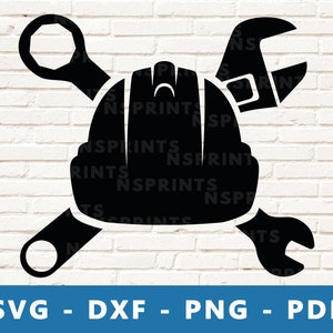 Constructor Logo Svg, Bouwer Logo Svg, Bouwvakker PNG, Veiligheidshelm Clipart, Sleutels en Helm Cut File voor Cricut Silhouette